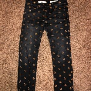 Oil do (Anthropologie) black floral jeans